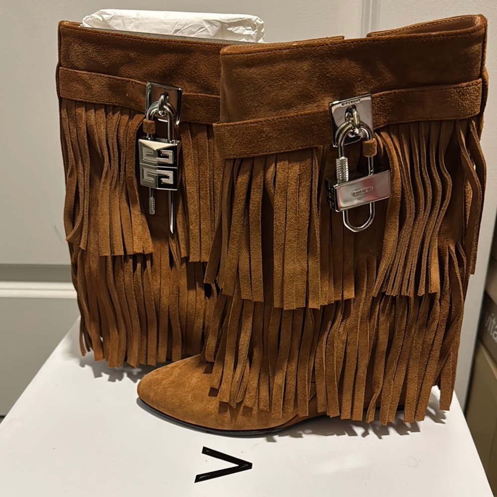 Givenchy Brown Fringe Ankle Boots